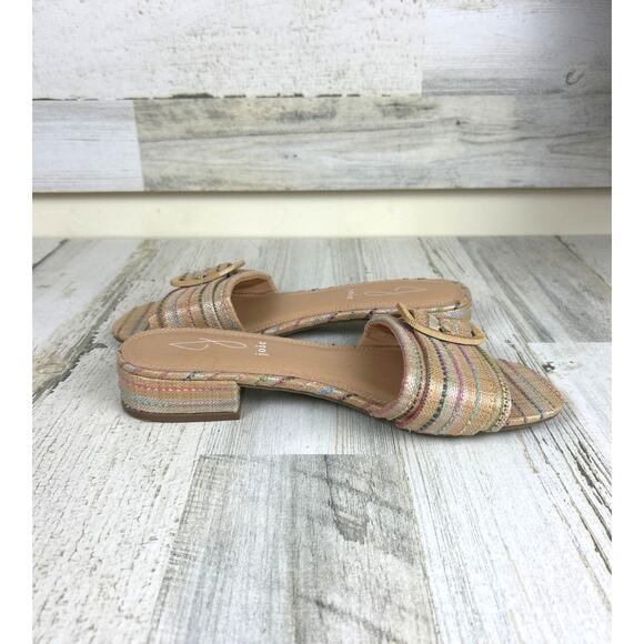 Joie Women’s 7.5 Claire Multicolor Stripe Woven Buckle Flat Sandals Summer - Picture 6 of 8